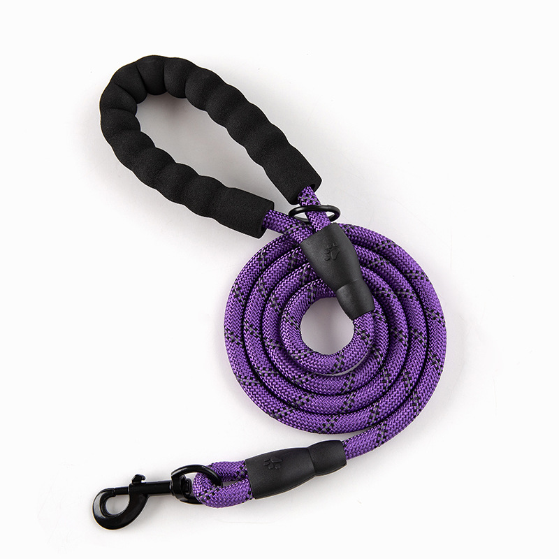 Pet Reflective Leash Nylon Round Rope Anti-Running Foam Handle Leash — image 7