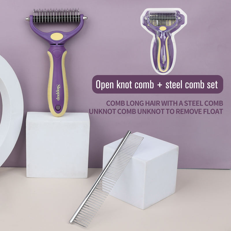 Pet Comb Dog Grooming Double-Sided Open Knot Comb Cat Nail Clippers Nail Clippers Pet Hair Removal Row Comb Set — image 6