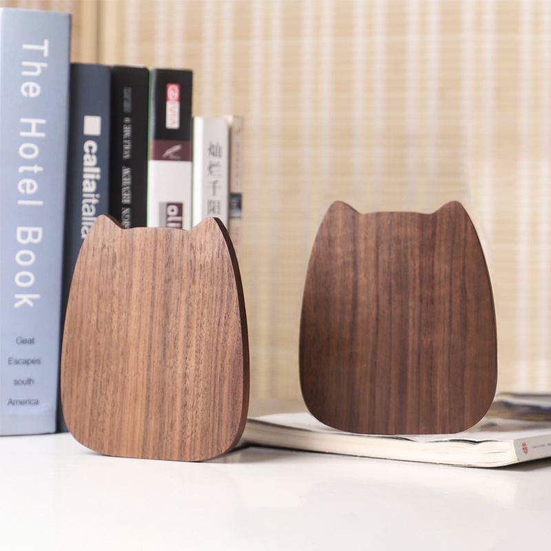 Ins Book Stand Desktop Wooden Book Stand Cat Face Creative Cute Book Leaning Triangle Book Stand Creative Bookend — image 2