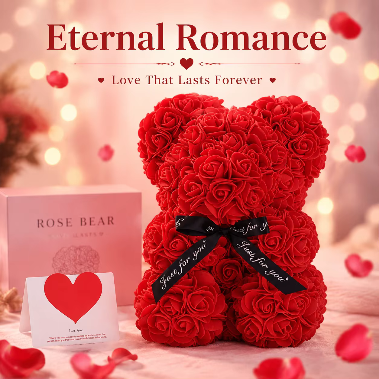 Oso de Peluche de Rosas Eternas Artificiales para Mamá, Regalo de Decoración para el Día de las Madres, Cumpleaños, San Valentín y Aniversario — imagen 2
