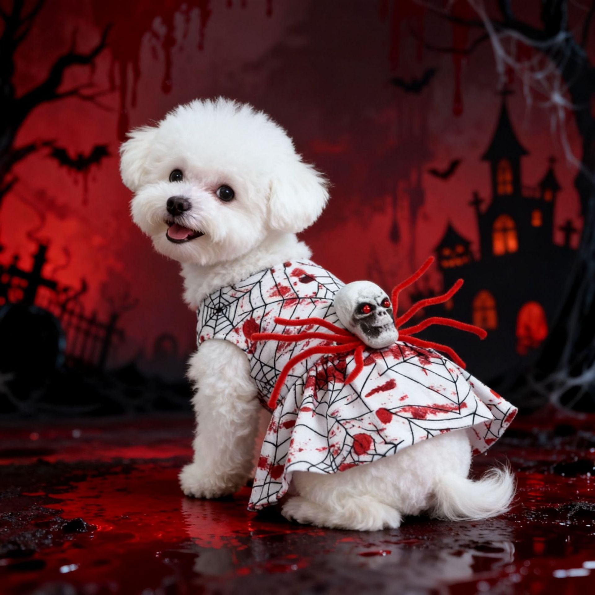 New Halloween Pet Dog Dress Four-Legged Costume Bloody Spider Design for Small Dogs — image 4
