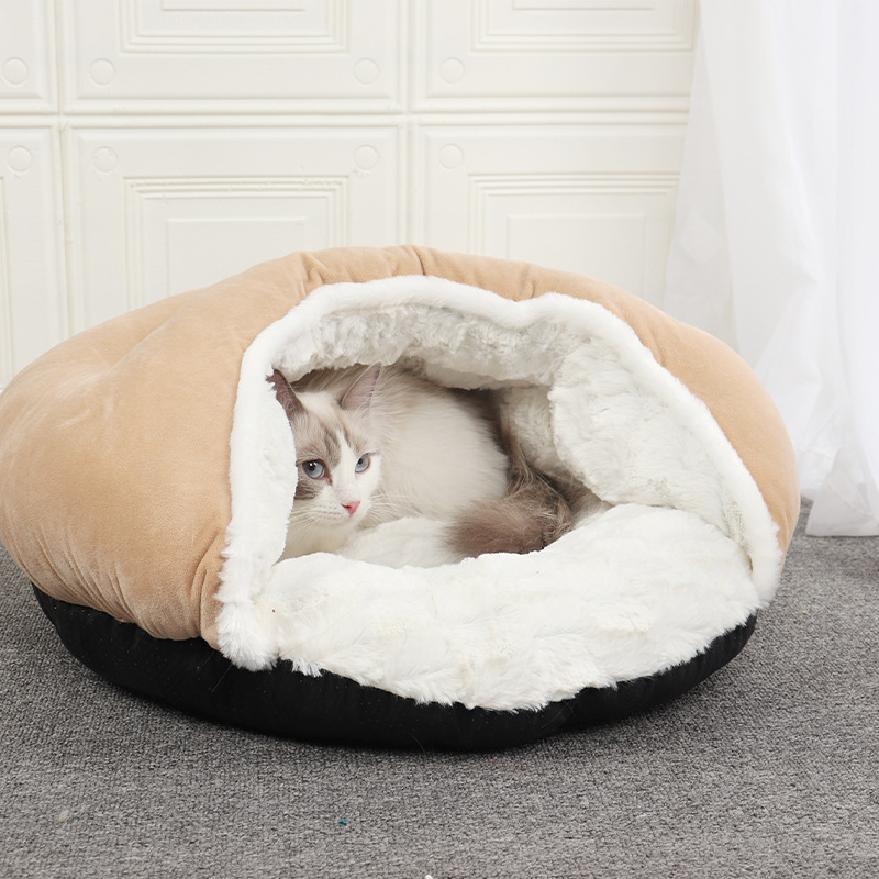 PSM winter warm plush dog kennel closed yurt slippers cat sleeping bag cat kennel pet pad — image 2