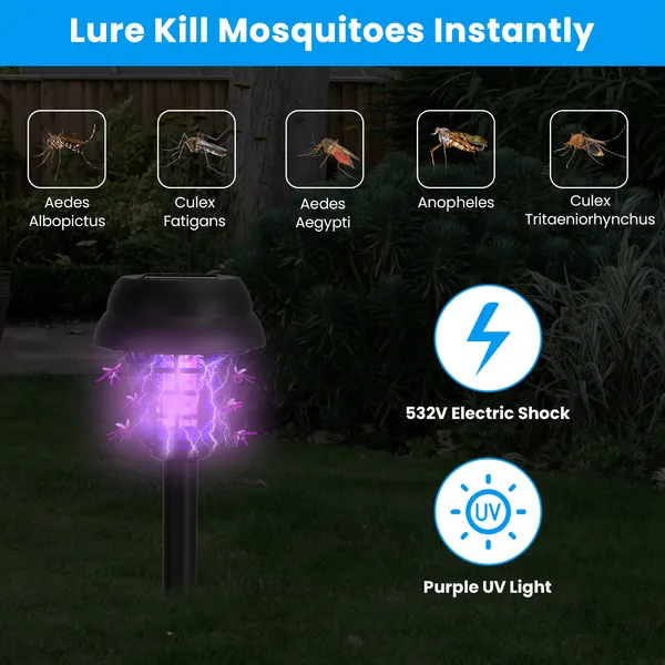 4 Pack Solar Powered Mosquito Zapper Outdoor Insect Killer Torch Waterproof Bug Zapper With UV Light White Light For Yard Garden Farm Patio — imagen 4