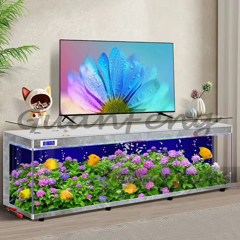 HLZ TV Cabinet Tea Table One-piece Fish Tank Hakka Large Ecological Aquarium — image 3