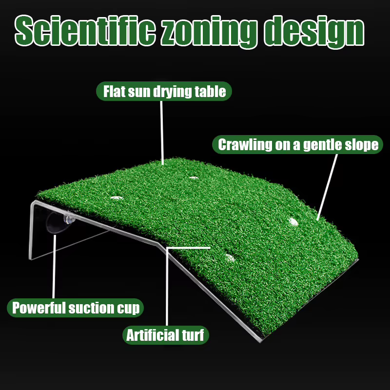 Plataforma de Descanso para Tortugas de Tamaño S/M/L - Decoración Acuática con Cepillo y Rampa de Hierba — imagen 4
