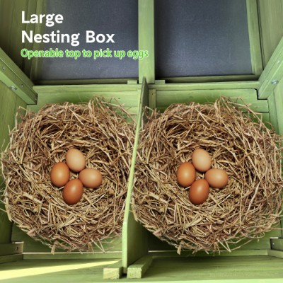 Large Wooden Chicken Coop With 2 Free Range Doors 2 Nesting Boxes Perch Outdoor Hen House Poultry Cage — image 3