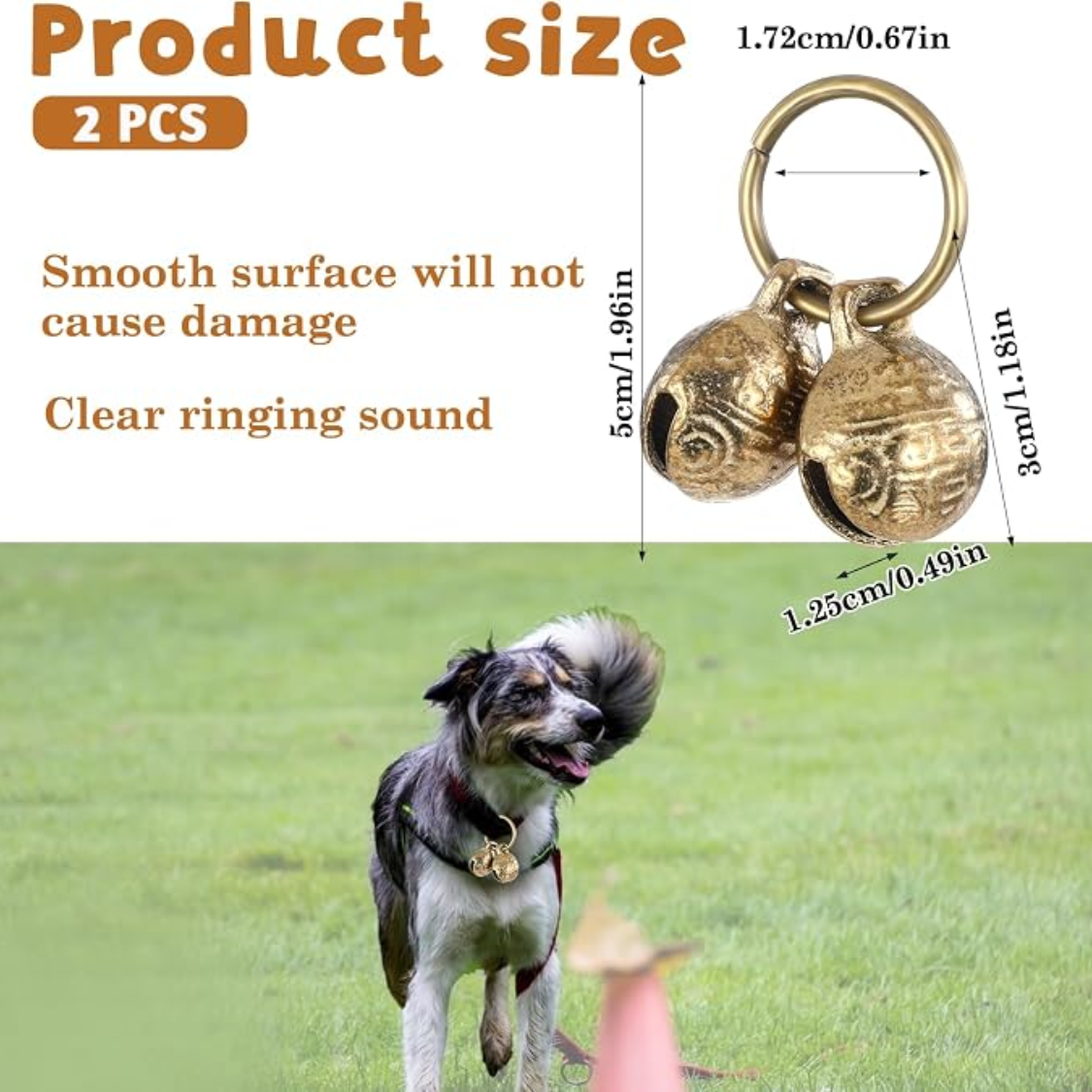 Cascos de Cobre para Collar de Perro 4 Piezas - Sonoros y Anti Pérdida para Mascotas con Ropa de Identificación para Pequeños Perros — imagen 6