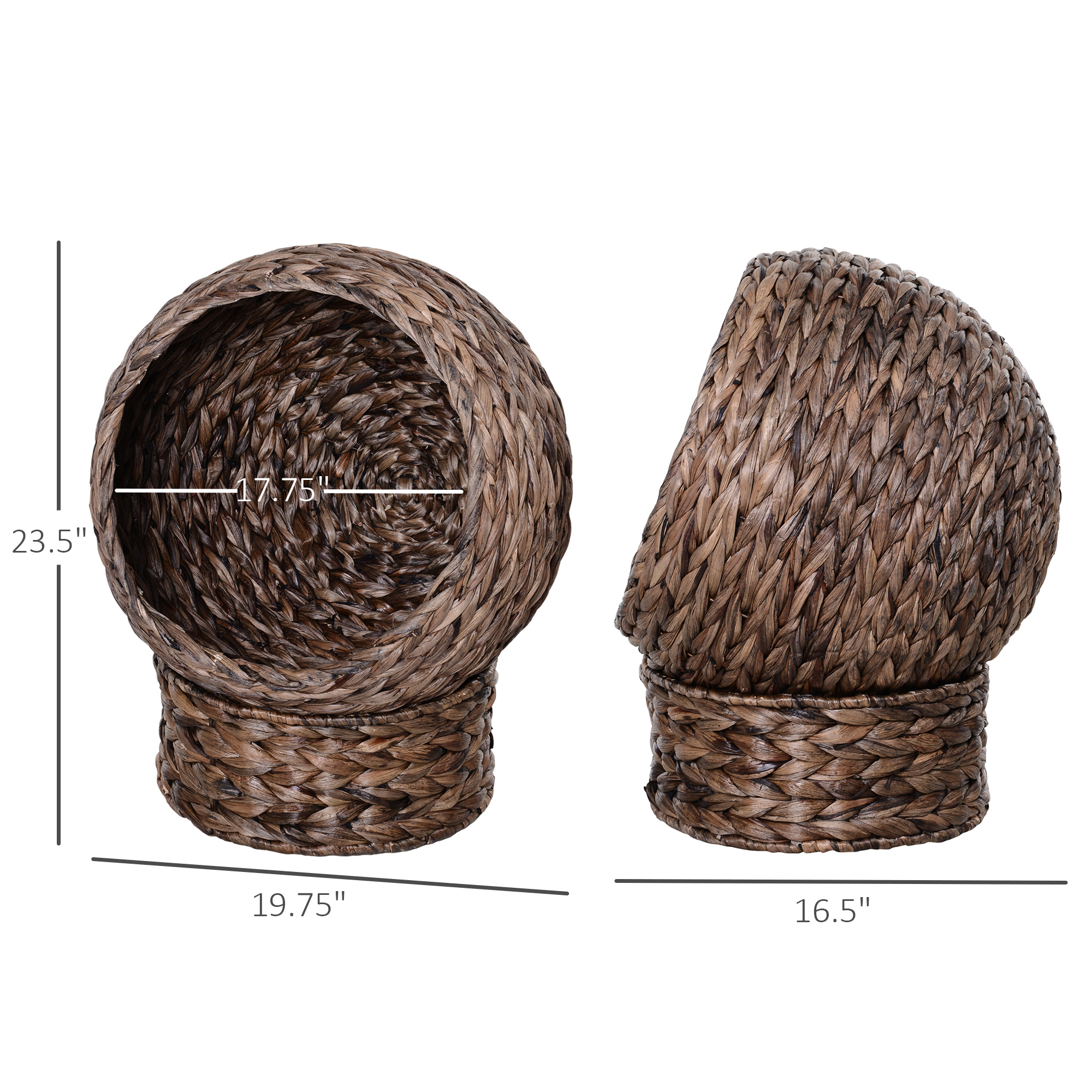 Cama para Gatos tejida a mano con cesta rotativa y almohadilla suave, silla de paja para gatos elevada con base marrón — imagen 4