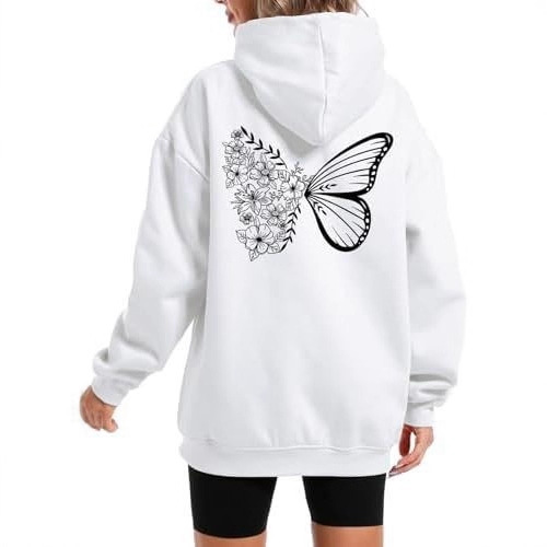 Women's Hooded Long Sleeve Fleece Sweatshirt with Kangaroo Pocket and Printed Design — image 6