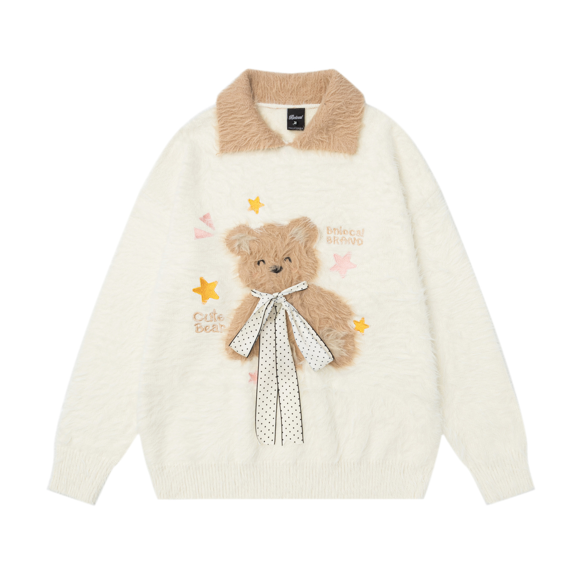 Color blocked knot teddy bear sweater — image 4