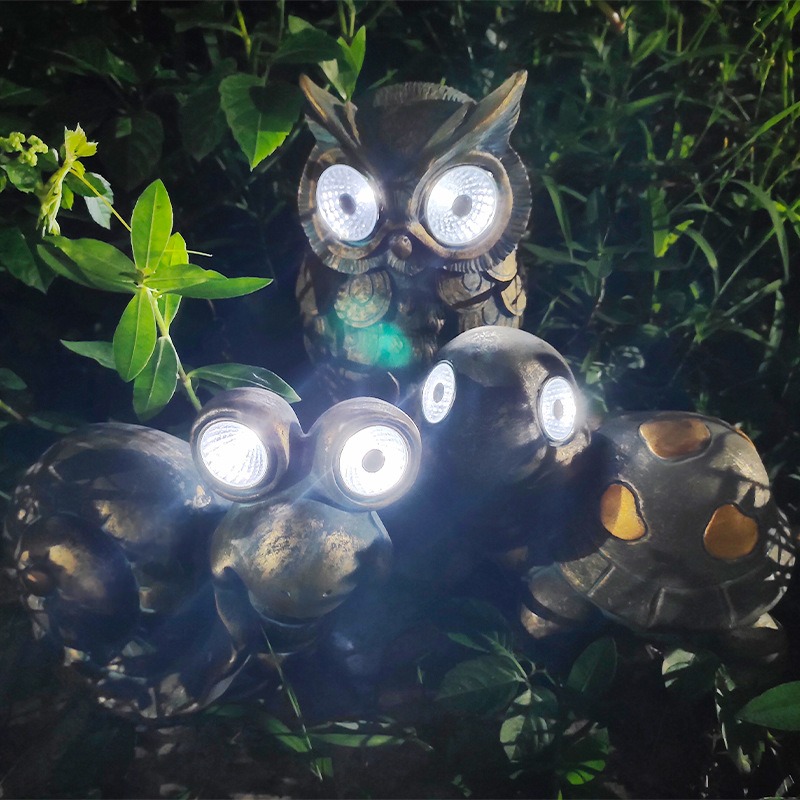 Lámpara solar para patio exterior con forma de búho y tortuga — imagen 5