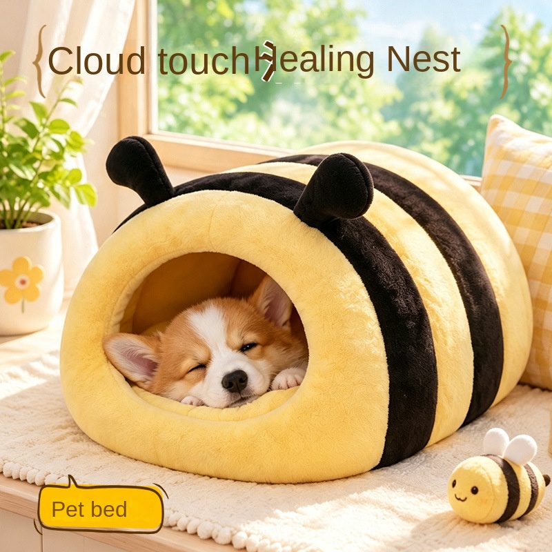 Honey Bee Cat Nest Winter Warm Closed Dog Nest — image 6
