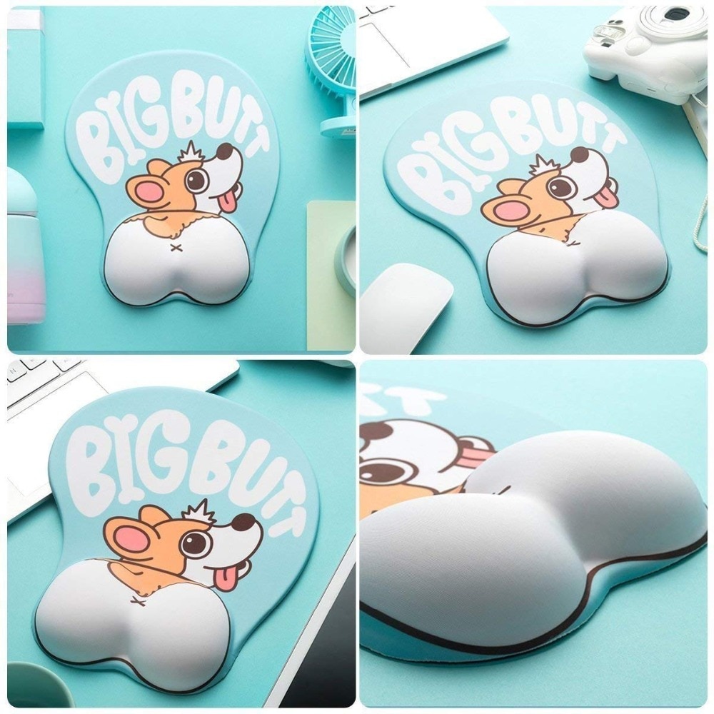 Mouse Pad de Ratón 3D con Soporte para Muñeca, Corgi Animado en Silicona Suave y Ergonómico — imagen 6