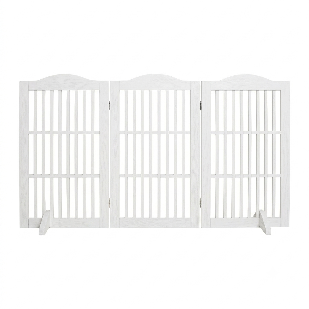 Puerta de Perro Freestanding Hidráulica de Madera para Canes, 3 Paneles, 30 pulgadas, Barra de Acceso para Mascotas en Casa — imagen 8