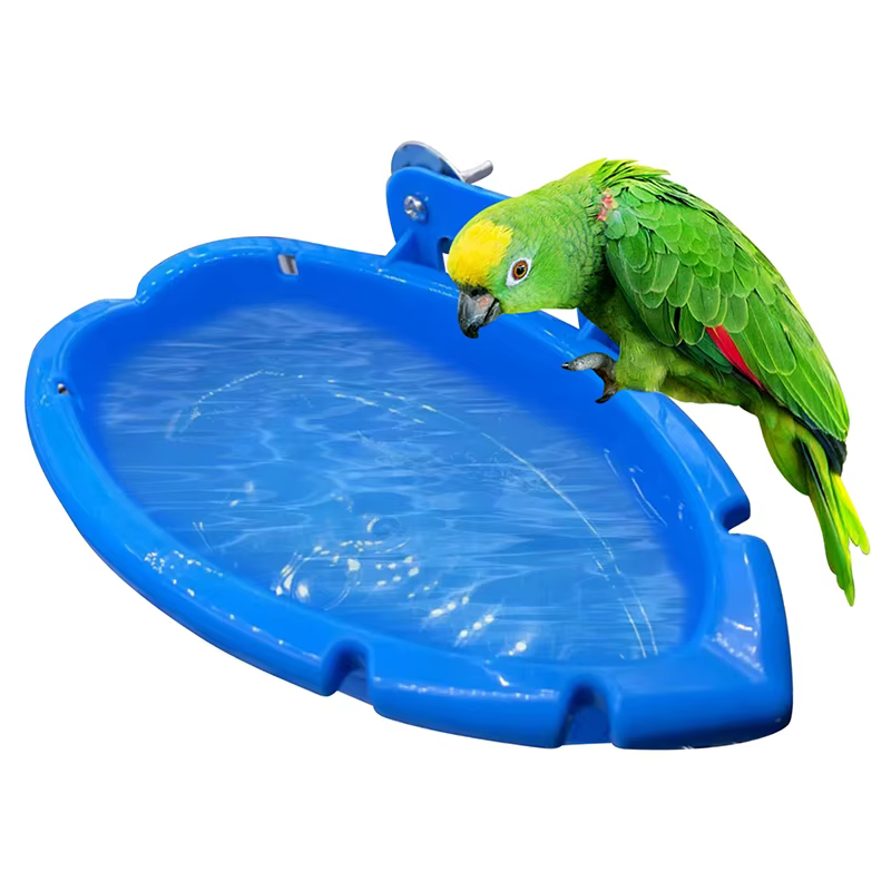 Plato de Alimento para Loros Multifuncional Azul Bautista Caja de Animales Estándar Baño Limpieza de Mascotas Juguetes para Aves — imagen 1