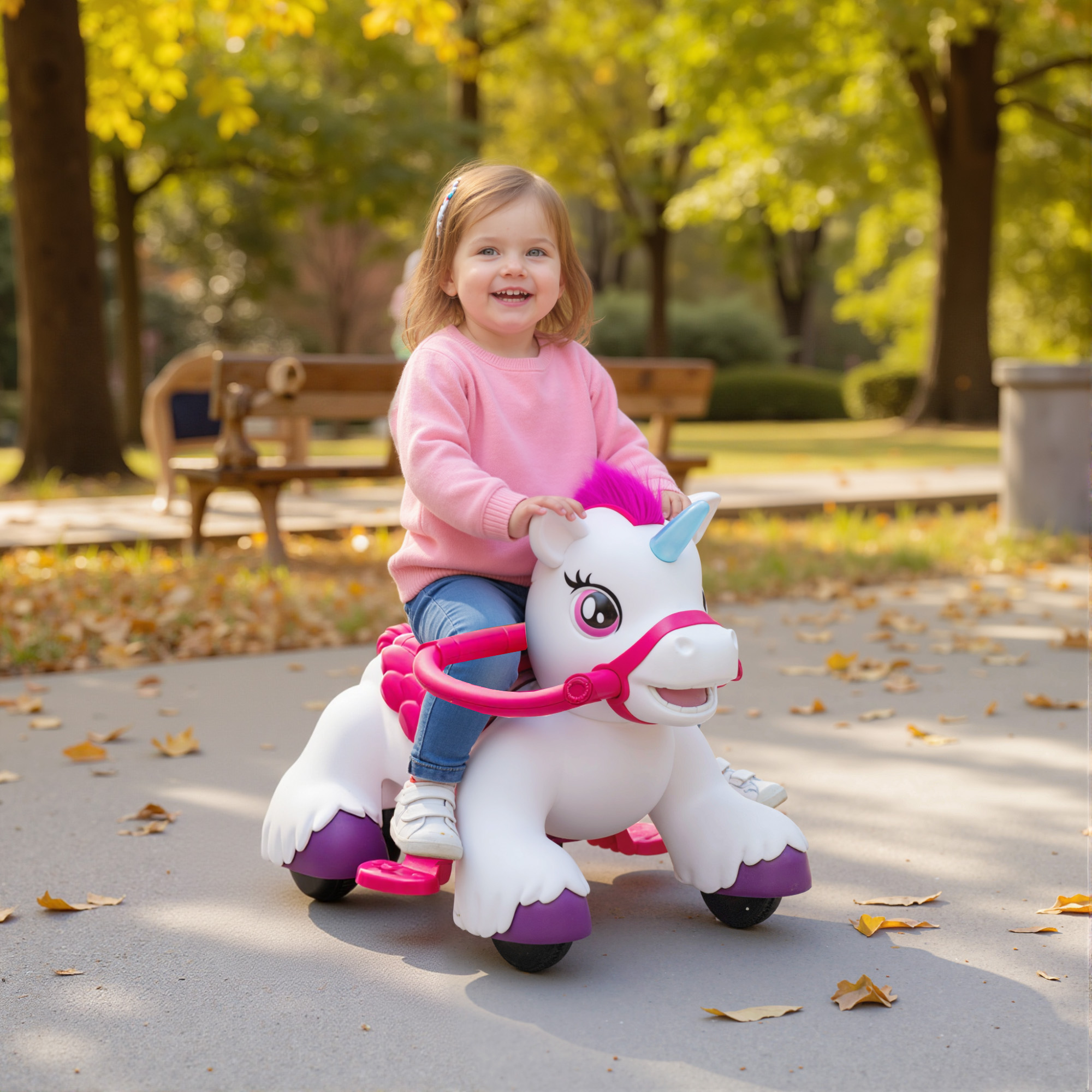 Caballo Unicornio de Paseo 12V con Zanahoria de Juguete, Peine y Sonidos de Animal, Para Niñas y Niños de 1.5 a 3 Años — imagen 5