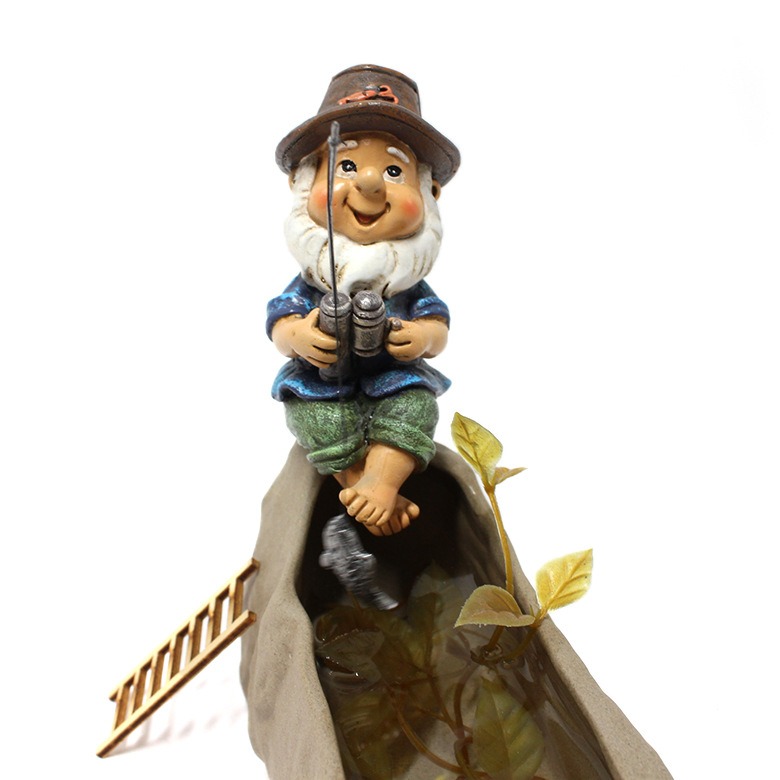 Fishing Dwarf Resin Doll Landscape Flower Pot Resin — image 2
