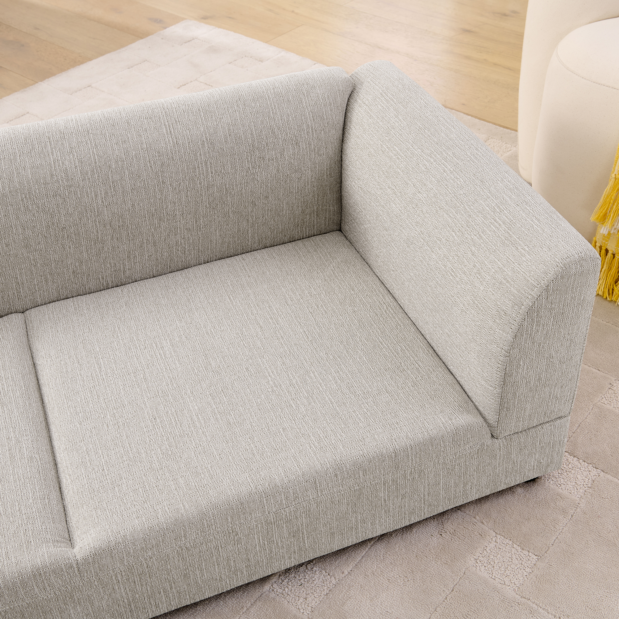 Sofá para Perros Grandes y Medianos: Diseño Moderno Rectangular con Espaldar, Manijas y Almohadilla Suave - Beige 56.5"*26"*17" — imagen 5