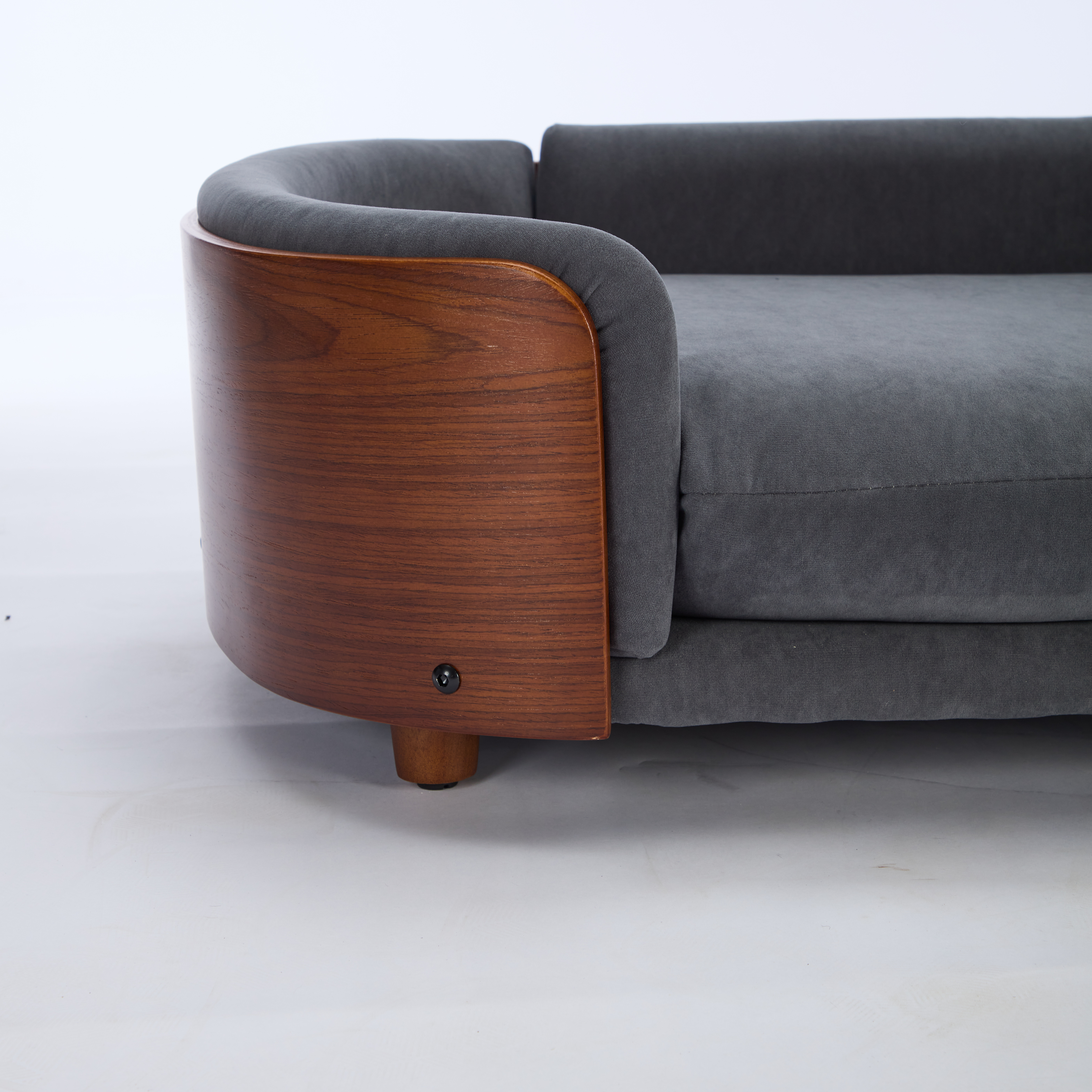 Scandinavian style Elevated Dog Bed Pet Sofa With Solid Wood legs and Walnut Bent Wood Back, Velvet, Large Size — image 6