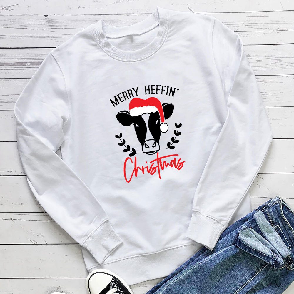 Letter Cow Head Printed Hoodie