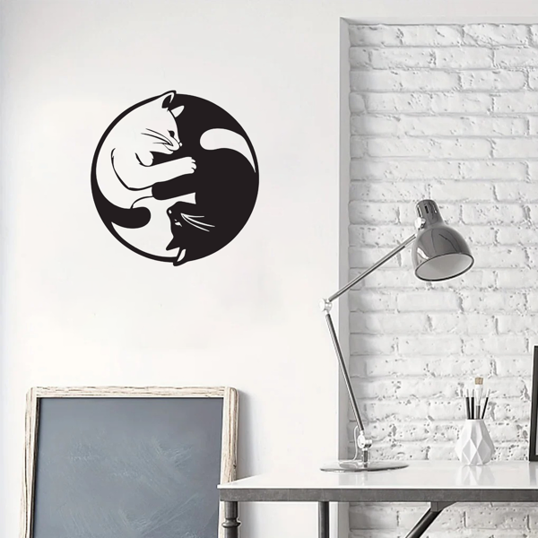 Yin Yang Silueta de Gato Arte de Pared de Aluminio Decoración Zen Regalo de Navidad (TikTok, Servicio de Recogida en Temu) — imagen 5