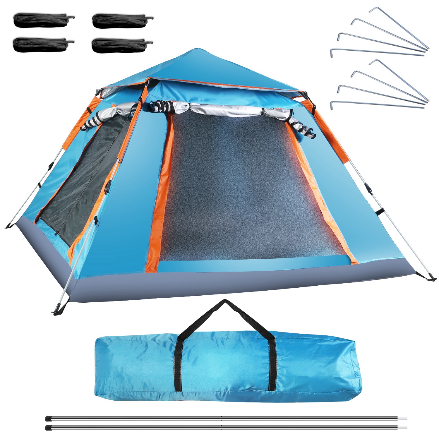 Tienda de Campaña para 4-5 Personas con 2 Mosquiteros en las Ventanas, Bolsa de Transporte, Impermeable, 7.05x7.05x4.46ft, para Senderismo, Escalada, Aventura y Pesca, Envío por FedEx — imagen 7