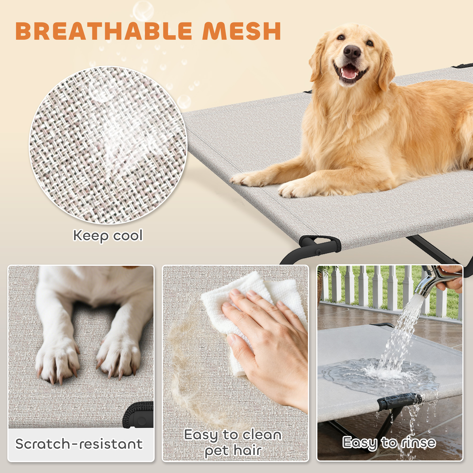 Cama Elevada para Perros Grandes Beige 60"L — imagen 3