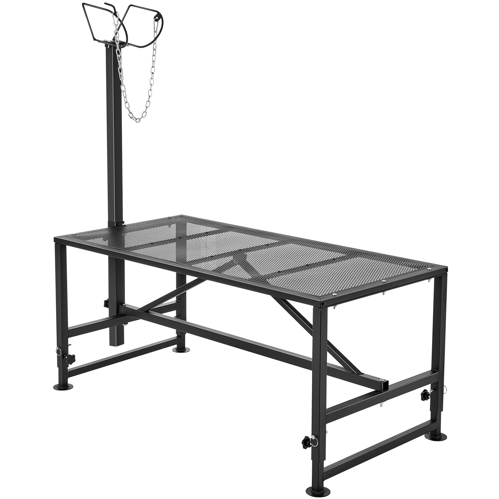 Goat & Sheep Stand, 51x23 Inch Livestock Stand, Metal Livestock Milking And Shearing Stand 21" To 33" Adjustable Height, With Headpiece And Nose Loop, 500lbs Loading Weight, Black — imagen 1