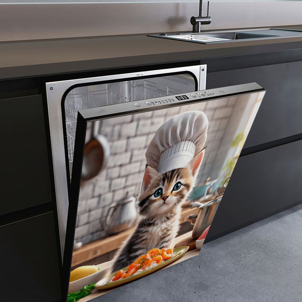 Cubierta Magnética 2D Plana para Puerta de Lavavajillas con Temática de Gato Chef, Adecuada para Lavavajillas, Refrigeradores, Etc. - Fácil de Limpiar — imagen 15