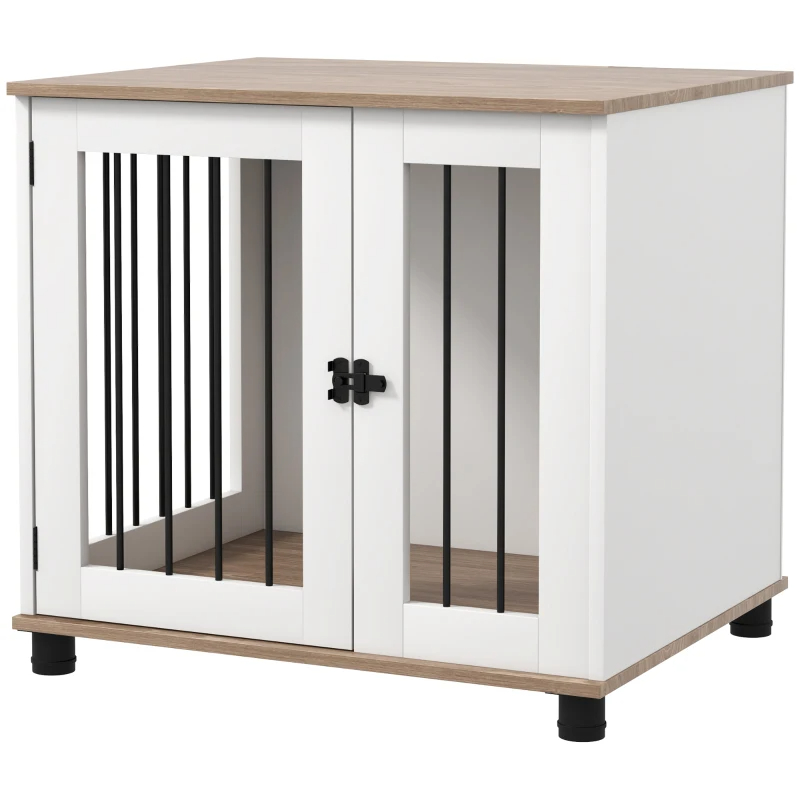 Mueble de Jaula para Perros con Puerta Blindada, Mesa Lateral para Canes y Pequeños Animales, Madera Tostada Marrón — imagen 7