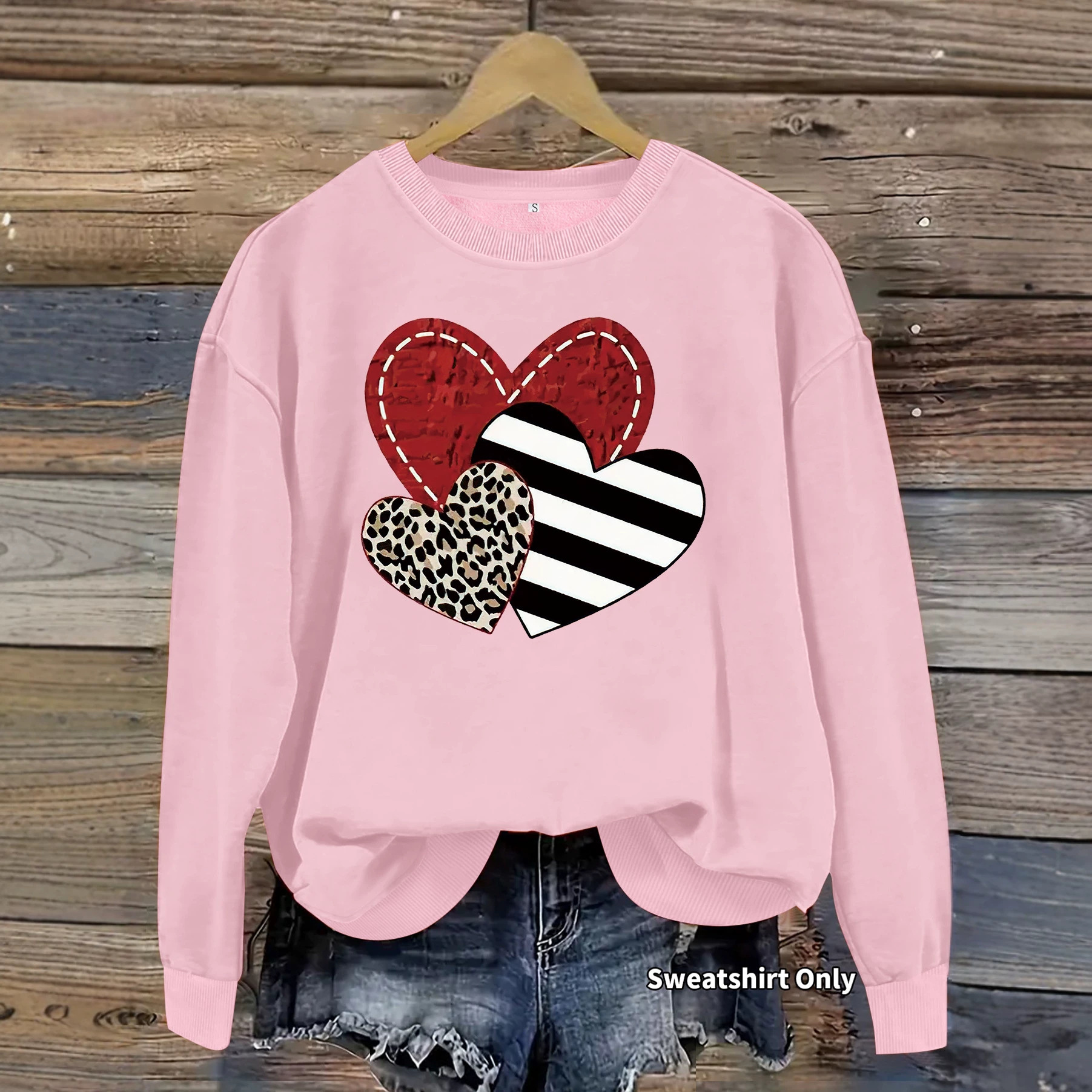 Leopard striped heart-shaped printed sweatshirt — image 5