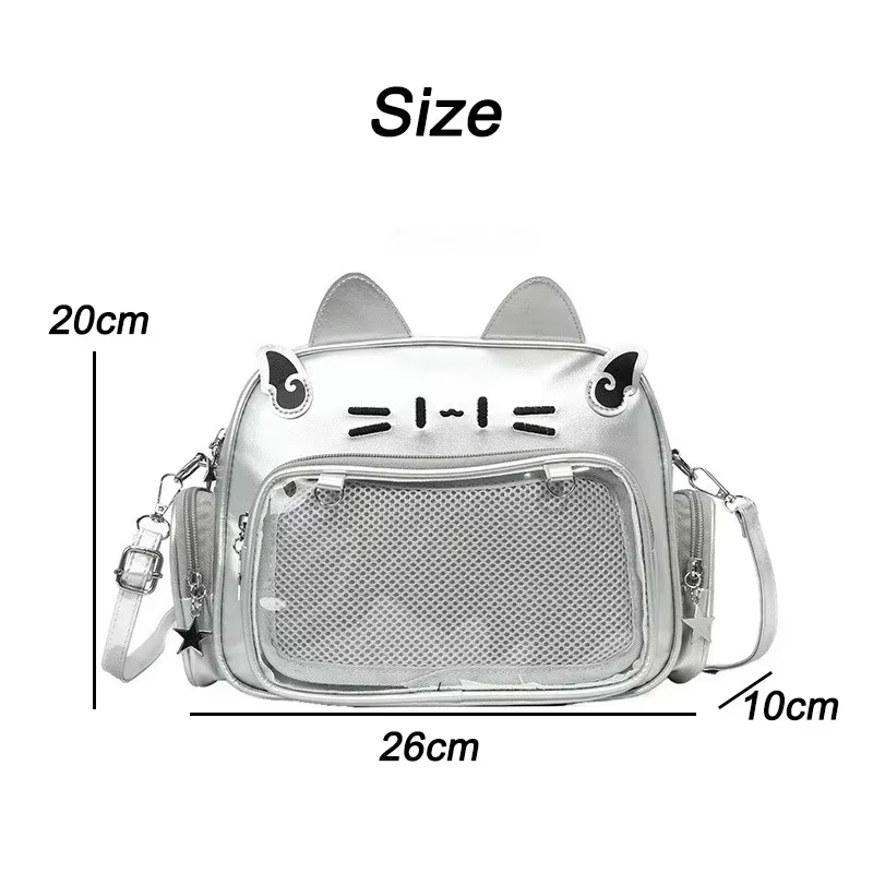 Women's Fashion Backpacks Y2K Style Japan Kawaii Cat Ita Bag PU Cute Girls Transparent Pocket Aesthetic Shoulder Crossbody Bags — image 6