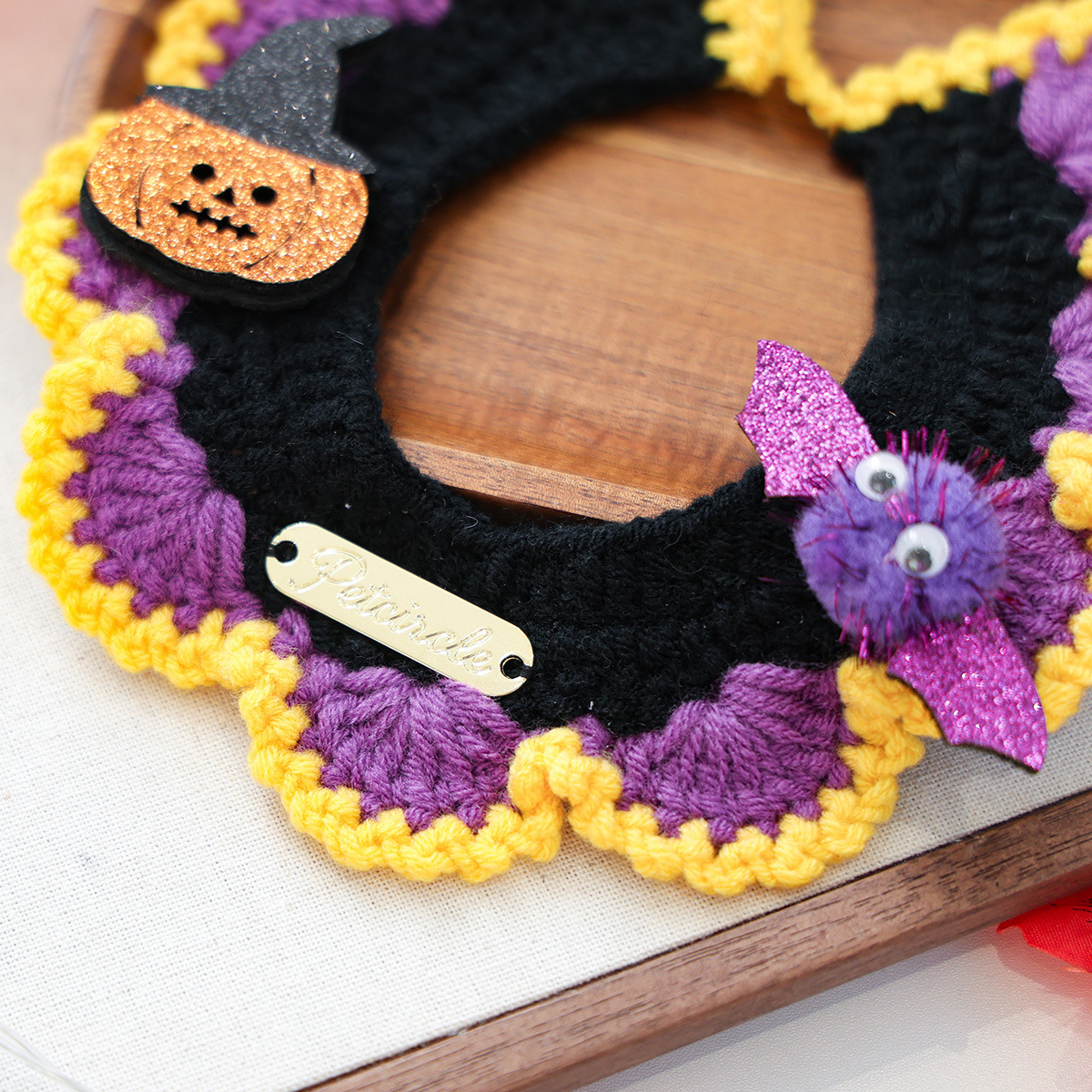 Pet Cat Dog Kerchief Halloween Cartoon Knit Scarf Cat Bib Pet Accessories — image 5