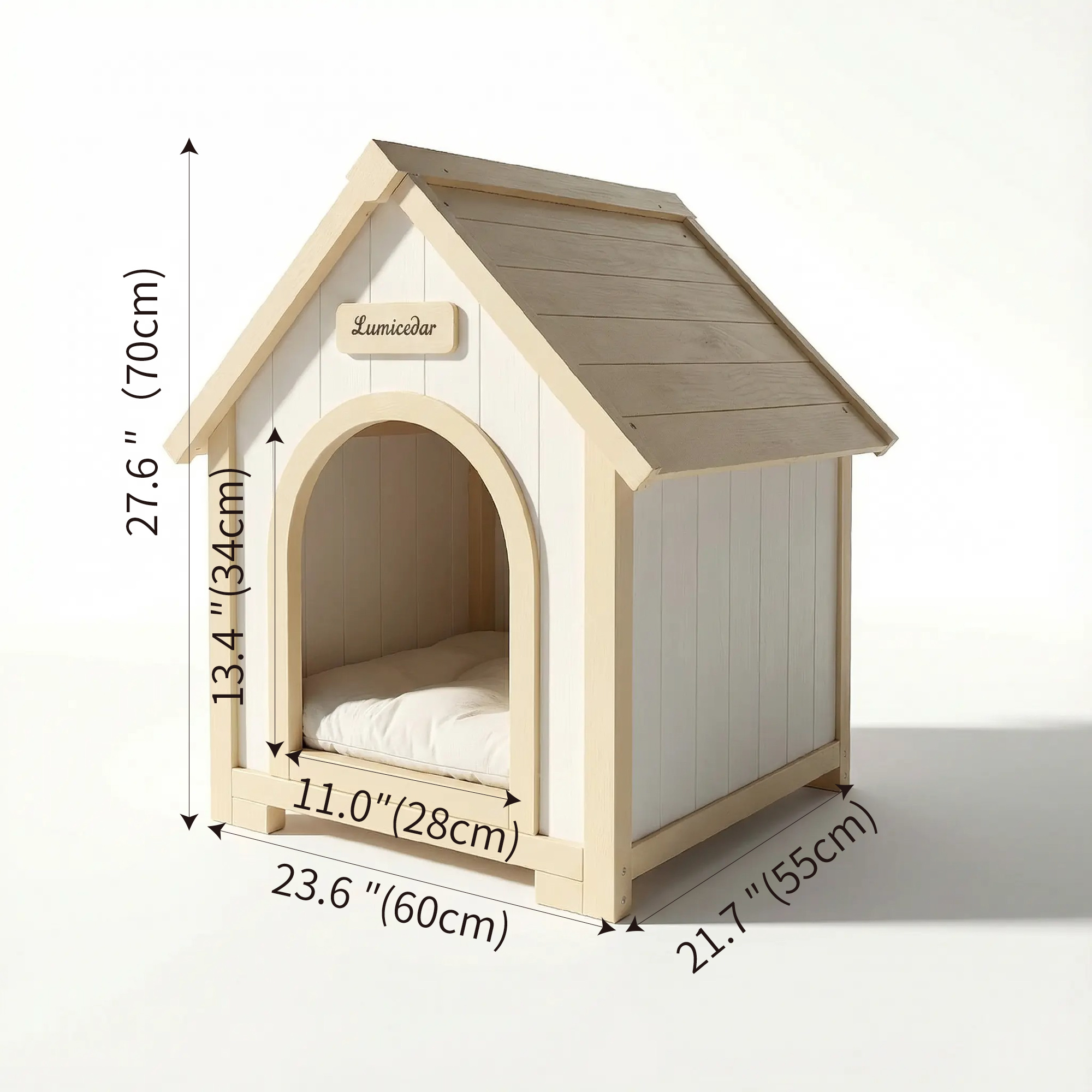 Casa de Perro Moderna en Madera para Interior con Almohadilla EVA – Casa de Animales de Ceder Solida para Pequeños Perros y Gatos — imagen 24