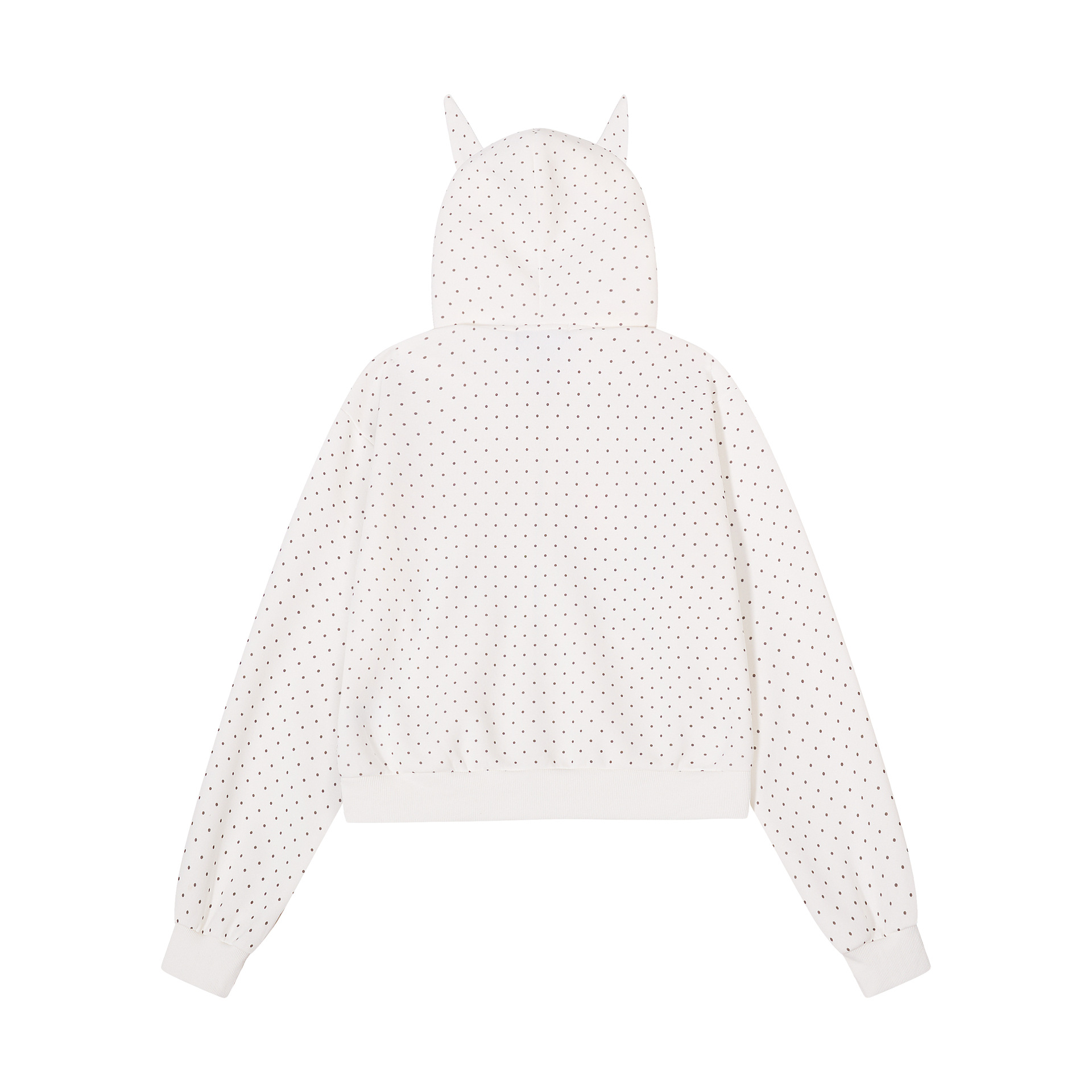 Women's Hooded Cardigan Sweatshirt with Cat Ear Details and Fun Cartoon Polka Dot Print — image 3