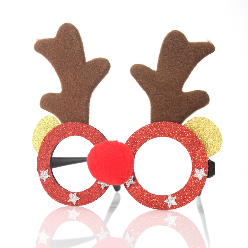 Christmas Glasses Christmas Party Decorative Articles Deer Horn Owl Red Nosed Christmas Ornament — image 5