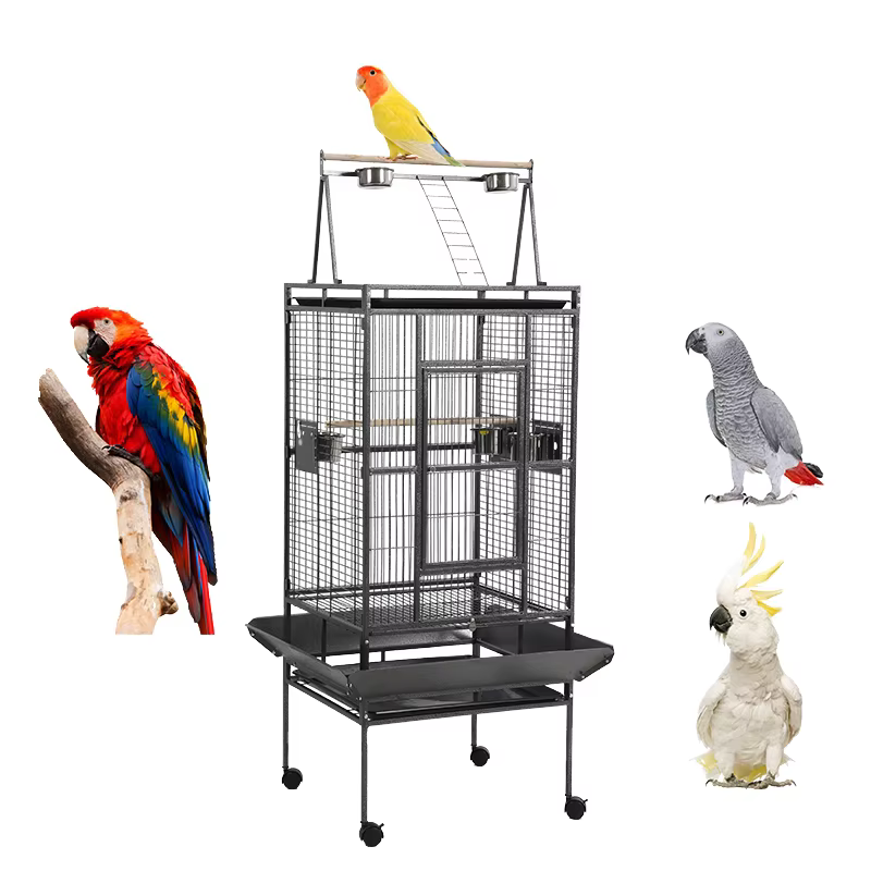 Classic Luxury Stainless Steel Frame Powder-Coated Pet Bird Cage Lockable & Durable for Small Birds Indoor/Outdoor Use — image 2