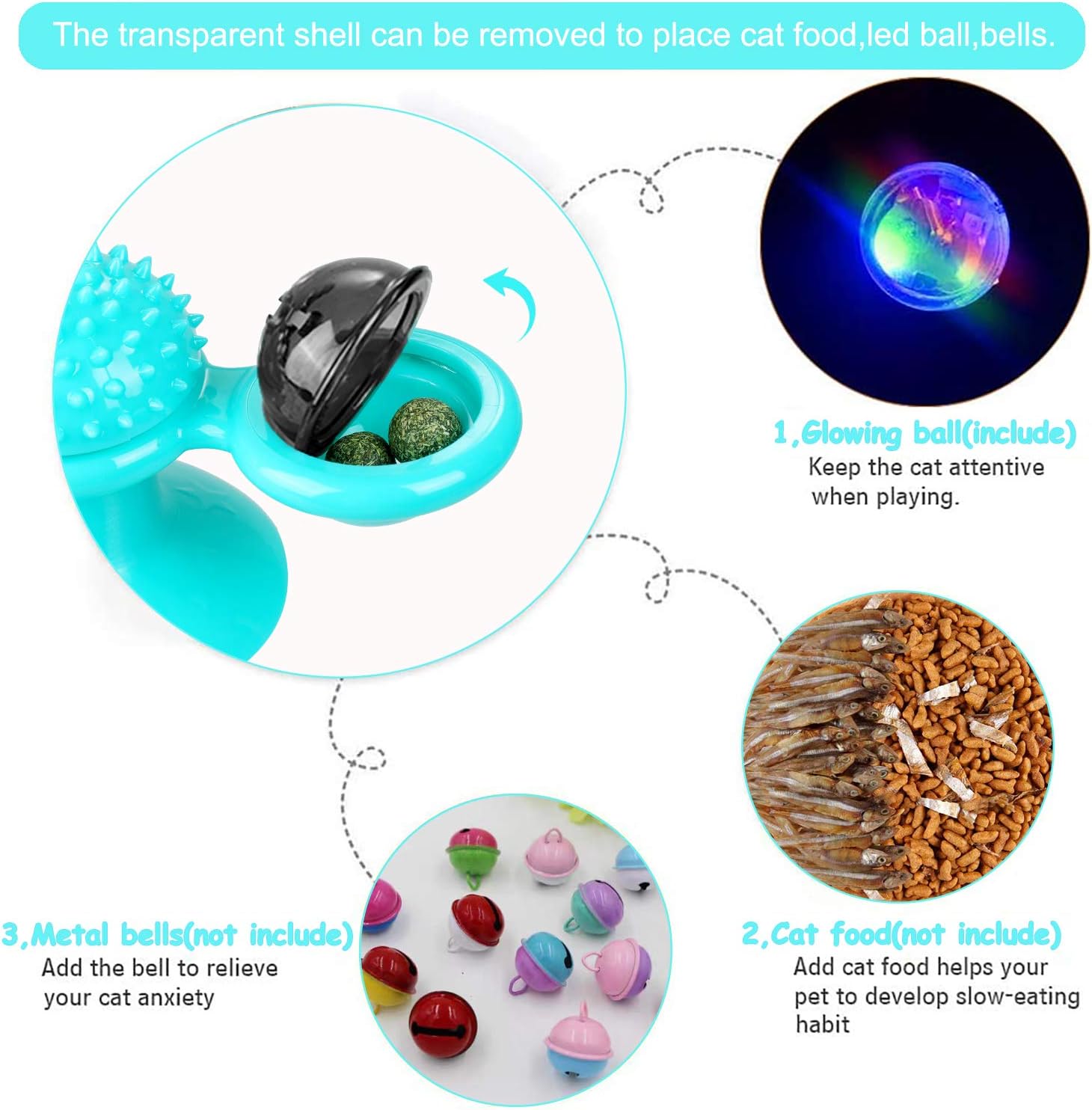 Animal Doll Stuffed Cat Pet Catnip Grass Toy Interactive Windmill Cat Toys With Catnip Cat Toys For Indoor Cats Funny Kitten Toys With LED Light Ball Suction Cup Cat Nip Toy For Cat Chew Exerc — image 5