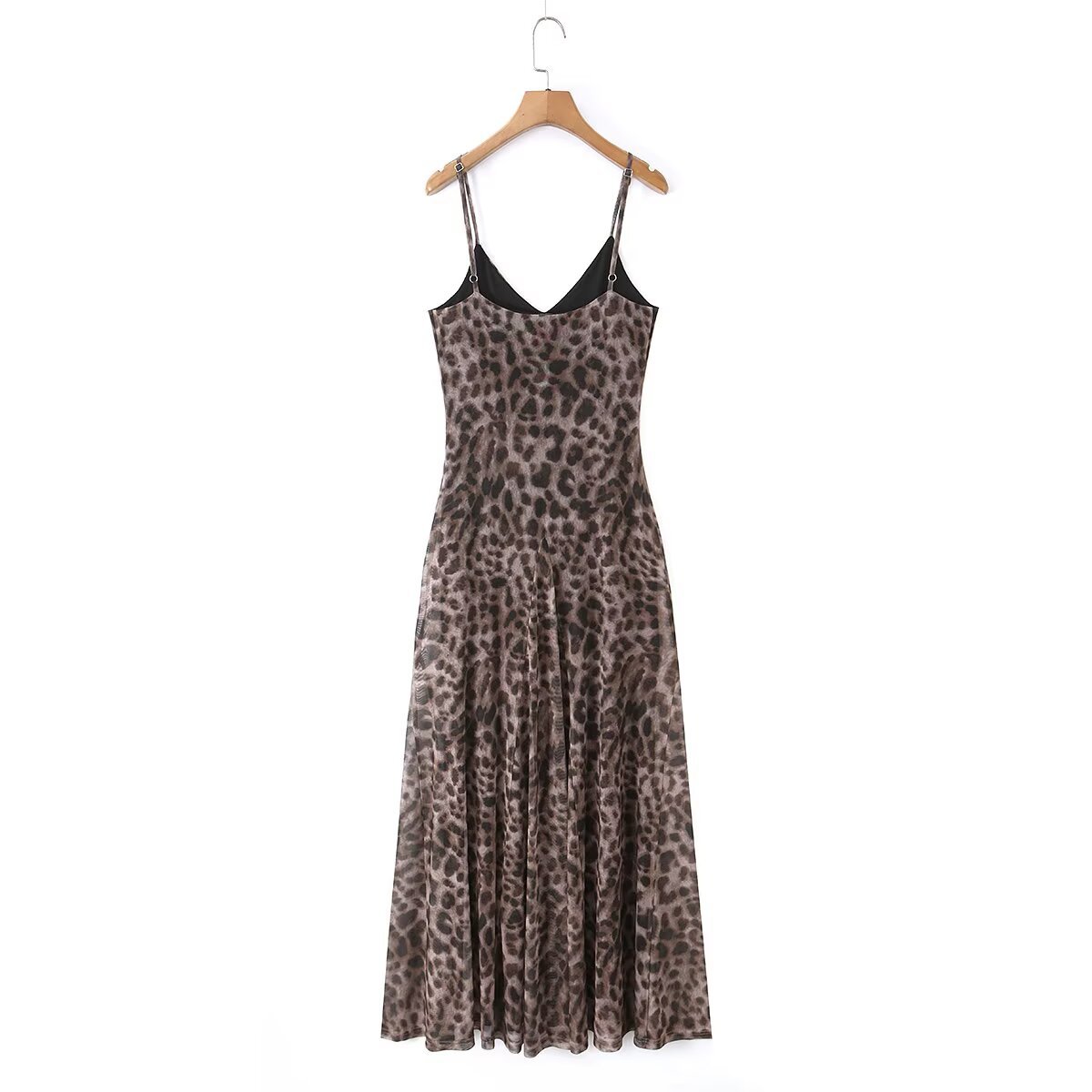 Spicy leopard print elastic mesh sleeveless suspender dress — image 3