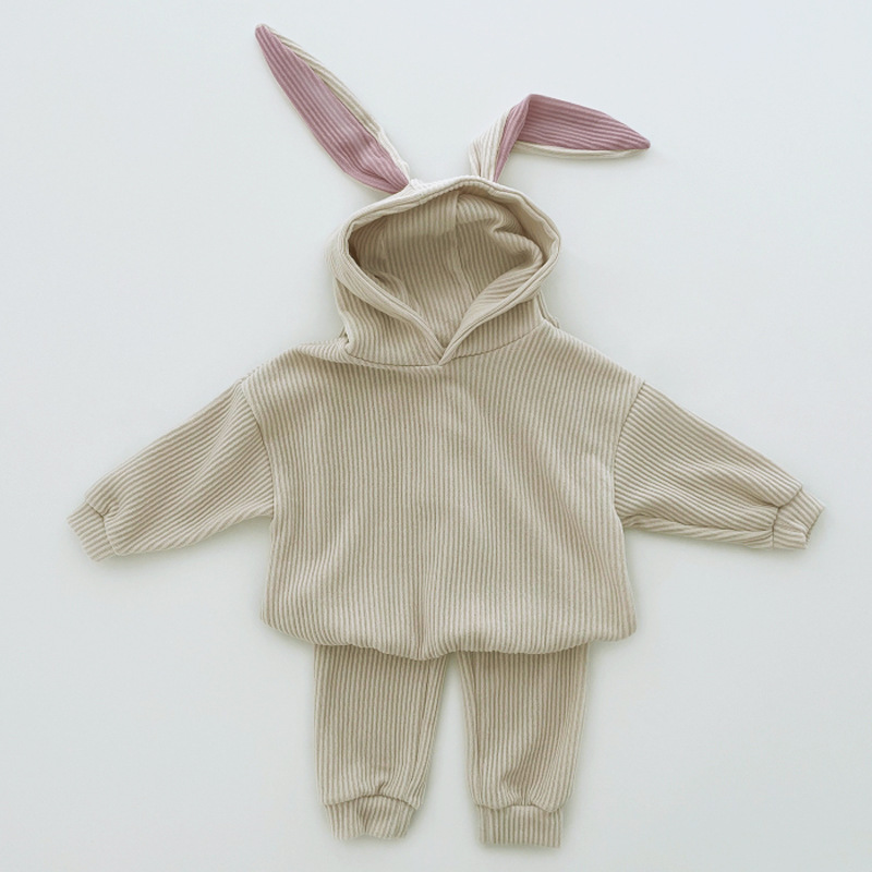 Cute rabbit ear hooded top+ankle pants casual two-piece set — image 7