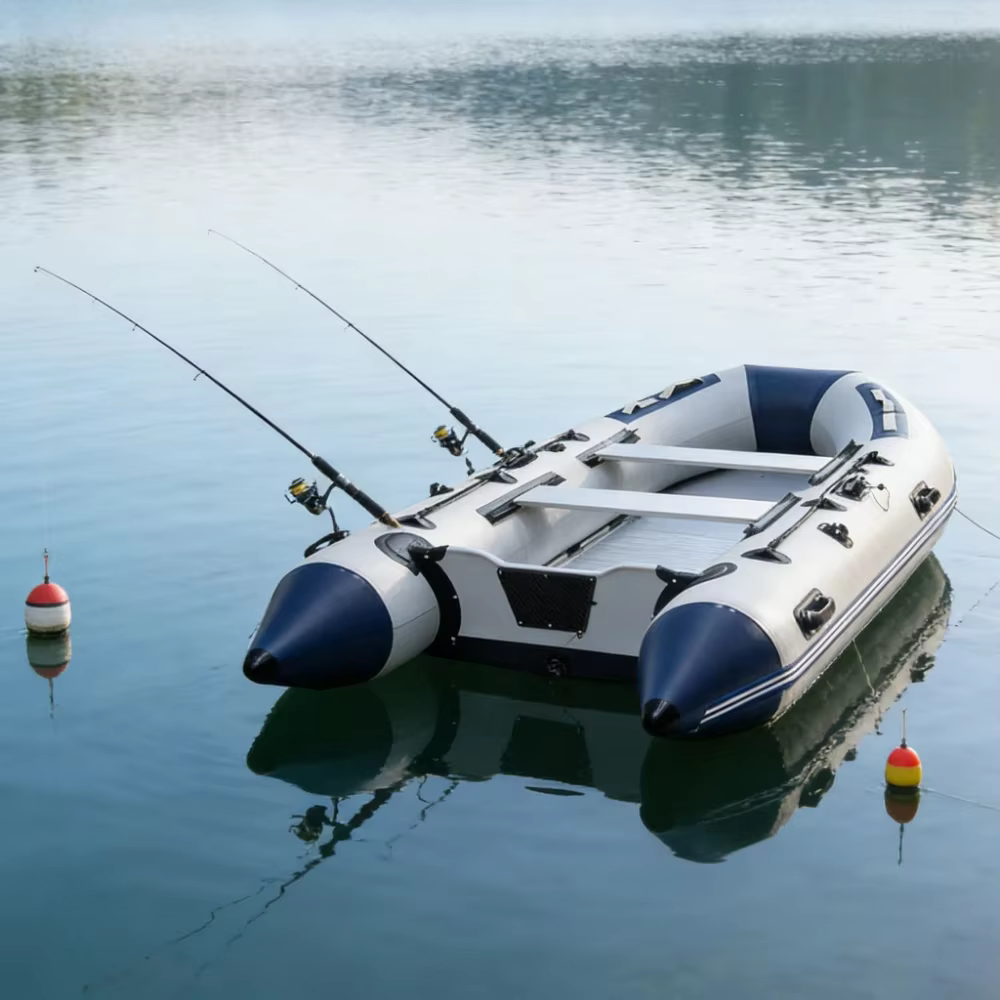 Barco inflable resistente a colisiones para asalto de 3,8 metros con suelo de aleación de aluminio y accesorios para remo — imagen 1
