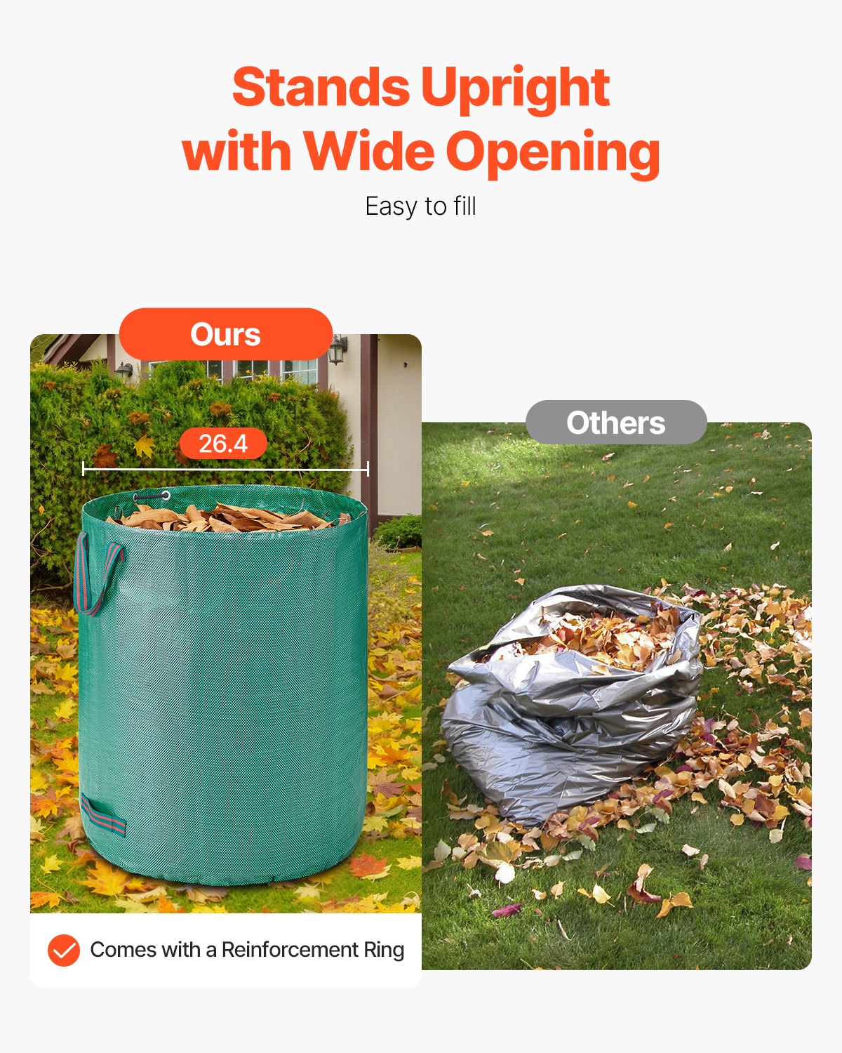 3-Pack 72 Gallon Reusable Yard Waste Bag Garden Leaf Trash Container Lawn Garden — image 7