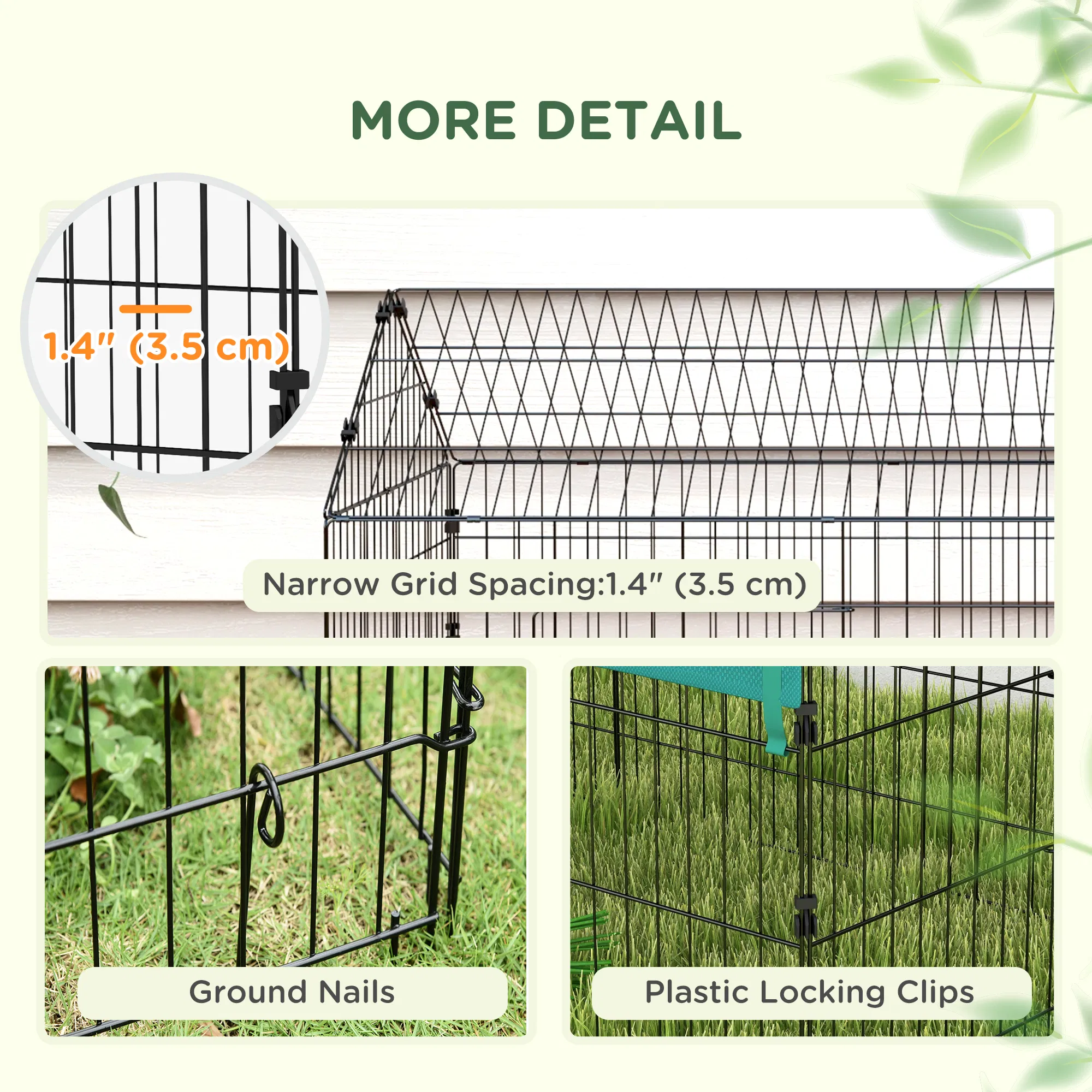 87" Small Animal Cage with Roof, Indoor/Outdoor Use, for Chicken, Rabbits, Chinchillas, Green — image 5