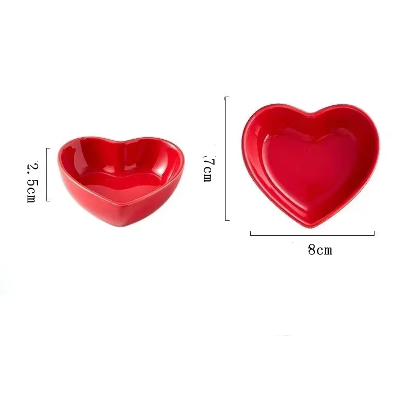 Hamster Feeding Bowl Colorful Heart Shape Ceramic Plate Food Water Bowl For Rabbit Guinea Pig Small Pets Feeder Pet Supplies — image 2