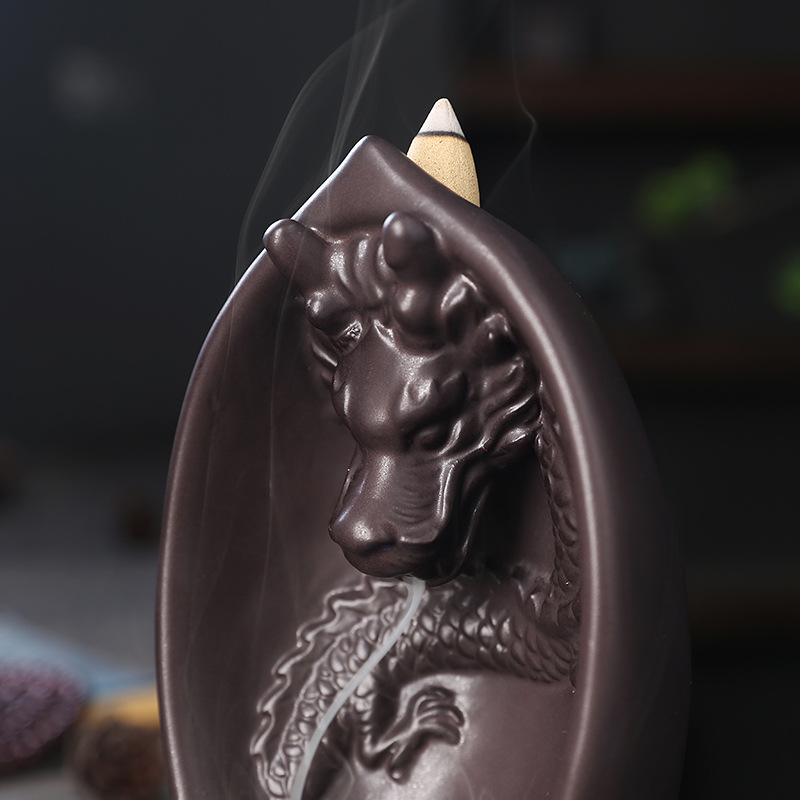 Creative LED Lamp Backflow Incense Burner Original Chinese Dragon Backflow Aromatherapy Furnace Ornament — image 3