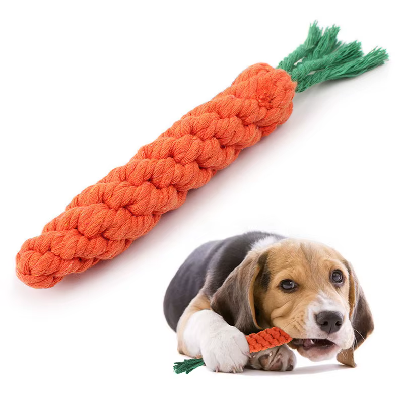 Juguetes para Perros Resistentes al Mordisco Accesorios de Entretenimiento para Perros Pequeños Limpieza de Dientes Peluchito de Zanahoria y Cuerdas de Algodón para Mascotas — imagen 1