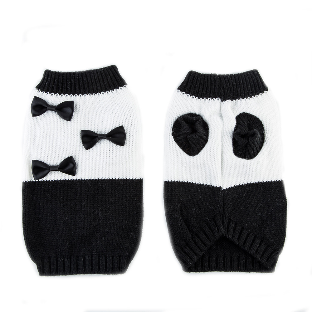 New Pet Clothes Black And White Bow Sweater Teddy Bear Pet Puppy Clothes — image 4