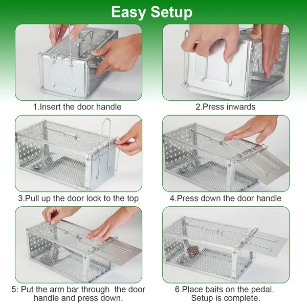 Single Door Rat Trap Cage Humane Rodent Trap Mouse Trap Indoor Outdoor For Small Rodents Mice Voles Hamsters — imagen 2