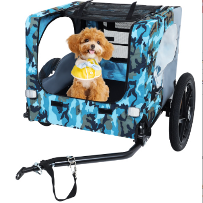 Utdoor Heavy Duty Collapsible Pet Bike Trailer With 16-Inch All Terrain Wheels & Universal Hitch Foldable Dog Cargo Carrier Cart For Bicycles — image 3