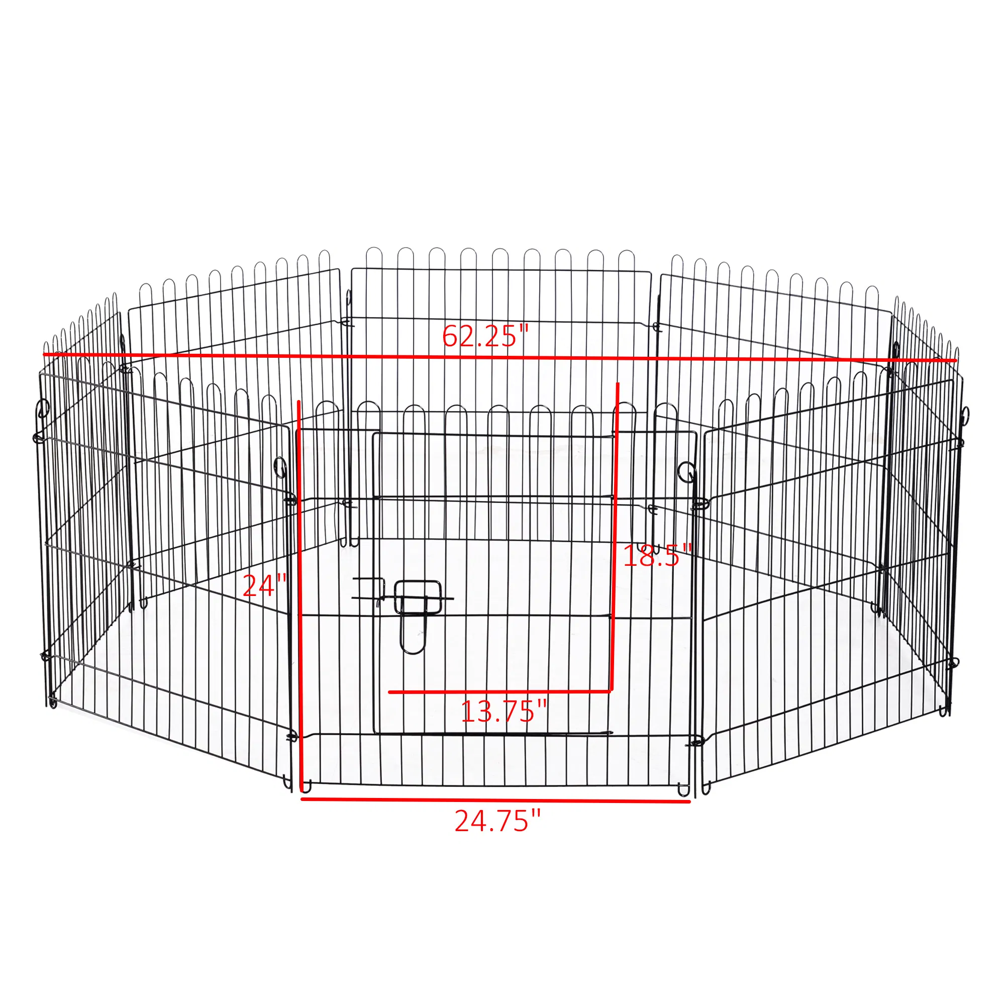 24inch 8-Panel Dog Playpen Octagon Pet Exercise Playpen Crate Foldable Dog Cage Pen Puppy Kennel, Black — image 6